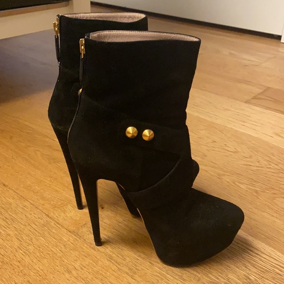 Miu Miu platform suede boots black & gold size 36 - Picture 2 of 7